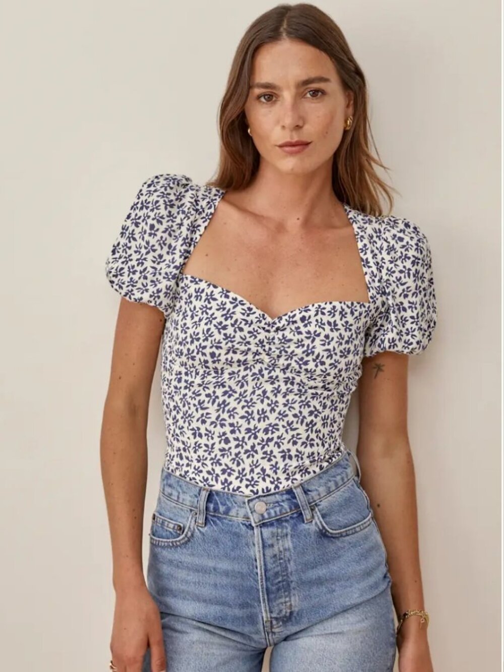 Reformation Floral Marmalade Top With Smocked Back Size 6